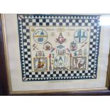 Early Freemason's lodge plaque 72x62cm incl frame