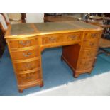 Repro yew pedestal desk