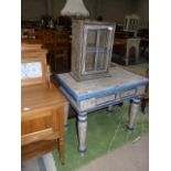 Distressed painted table and cupboard and table