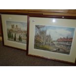 Pair of framed Sam Chadwick watercolours of York