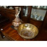 Gold plated Arabic style bowl and jug