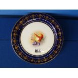 Royal Worcester Cobalt blue fruit plate signed E Townsend