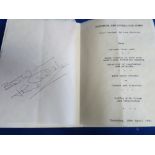 Signed Jack Charlton dinner menu