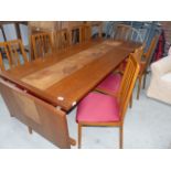 Teak dining table and 8 chairs