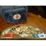 Russian military cap with badges and trapper hat