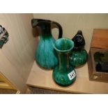 Trio of Canadian Blue Mountain vases and jugs