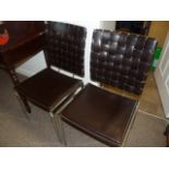 2 x leather and chrome chairs