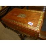 Antique rosewood and brass workbox