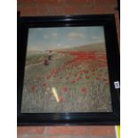 Framed Dutch poppy field painting