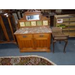 Victorian tiles back washstand and dressing stool