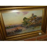 Framed Riverside Arthur Oldroyd art 64x44cm incl frame