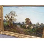 Signed oil on canvas of countryside scene