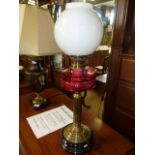 Victorian ruby glass oil lamp