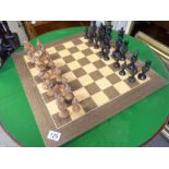 Oriental puzzle style chess set