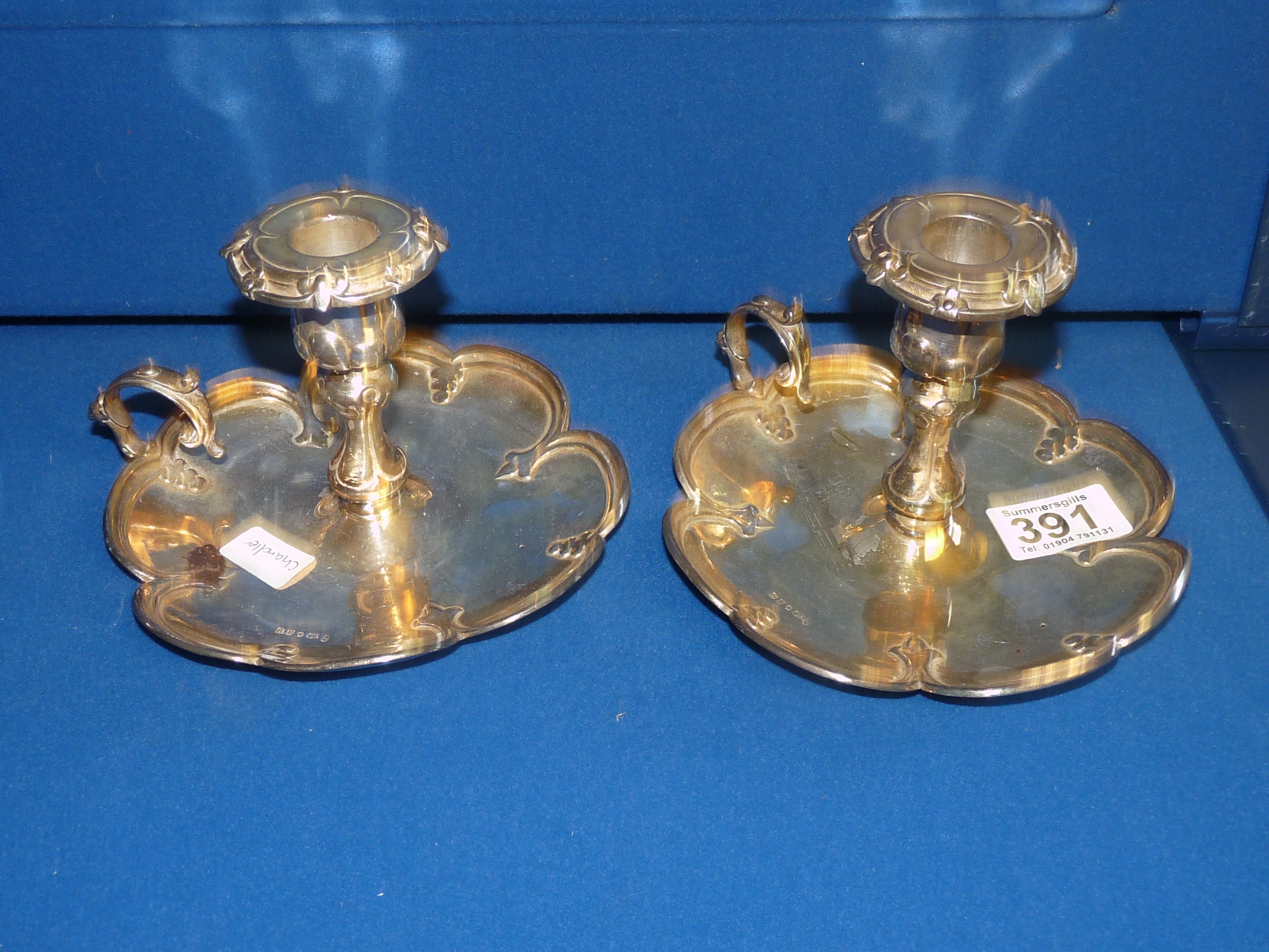 Pair of plated candle holders