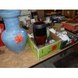 3 boxes misc vases etc