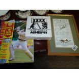 Cricket Ashes 1993 signed scorecard and tour souvenirs