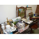Misc. crockery, pictures, mirrors, table screen etc