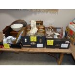 3 boxes - silver plate, storage jars, glass etc