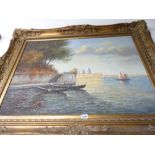 Large reproduction oil on canvas of Venice scene 105x 130cm incl frame