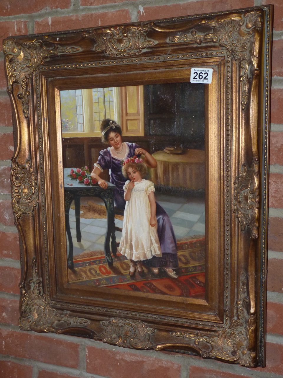 oil on board of Mother & Child 61x51cm incl frame