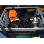 Box of camera equipment & bags