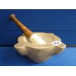 Wood handled pestle & mortar