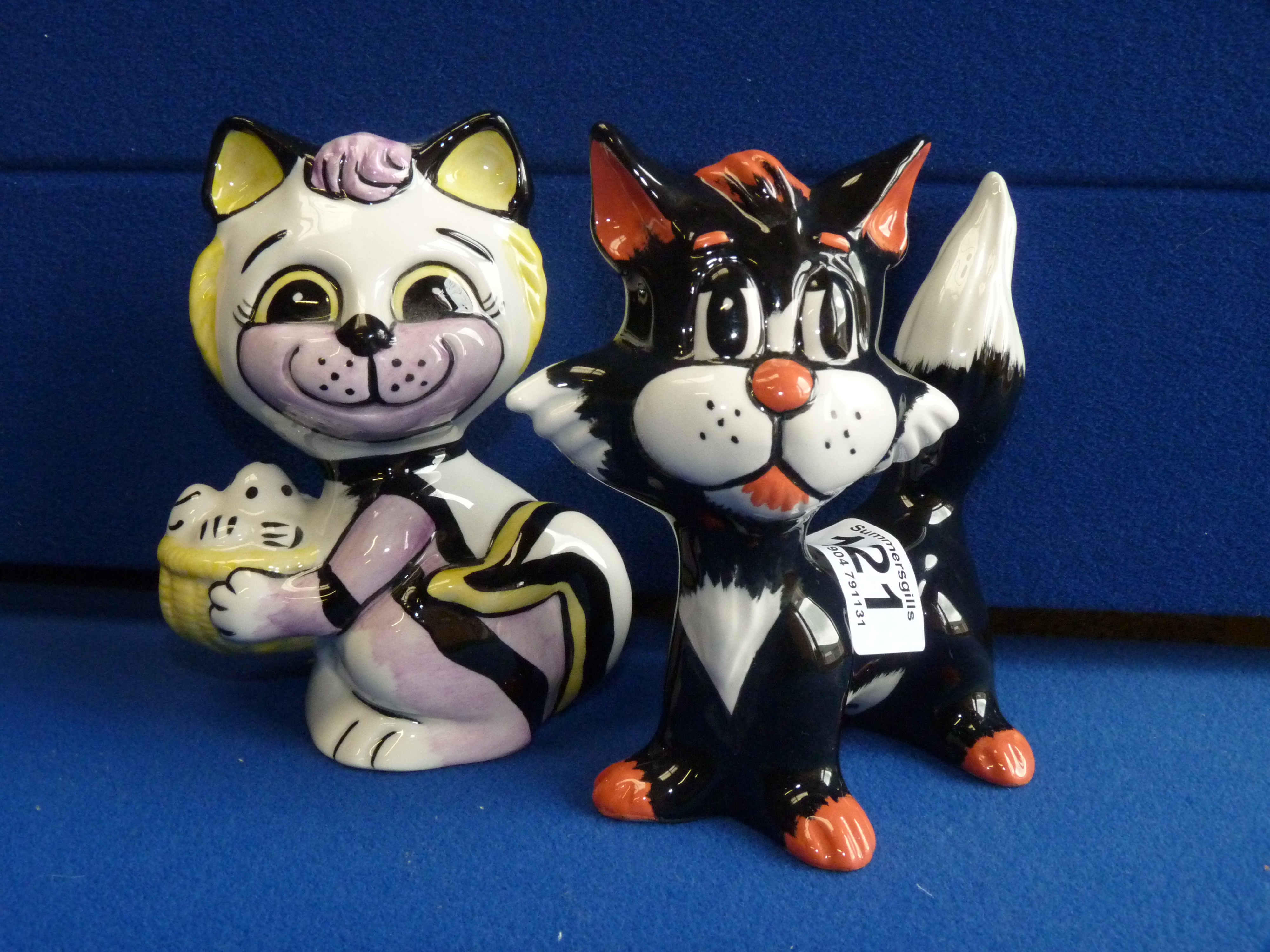 Pair of Lorna Bailey cat figures