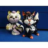 Pair of Lorna Bailey cat figures