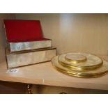 Pair of Oyster Shell boxes, plates and coasters