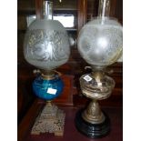 2 x Victorian oil lamps