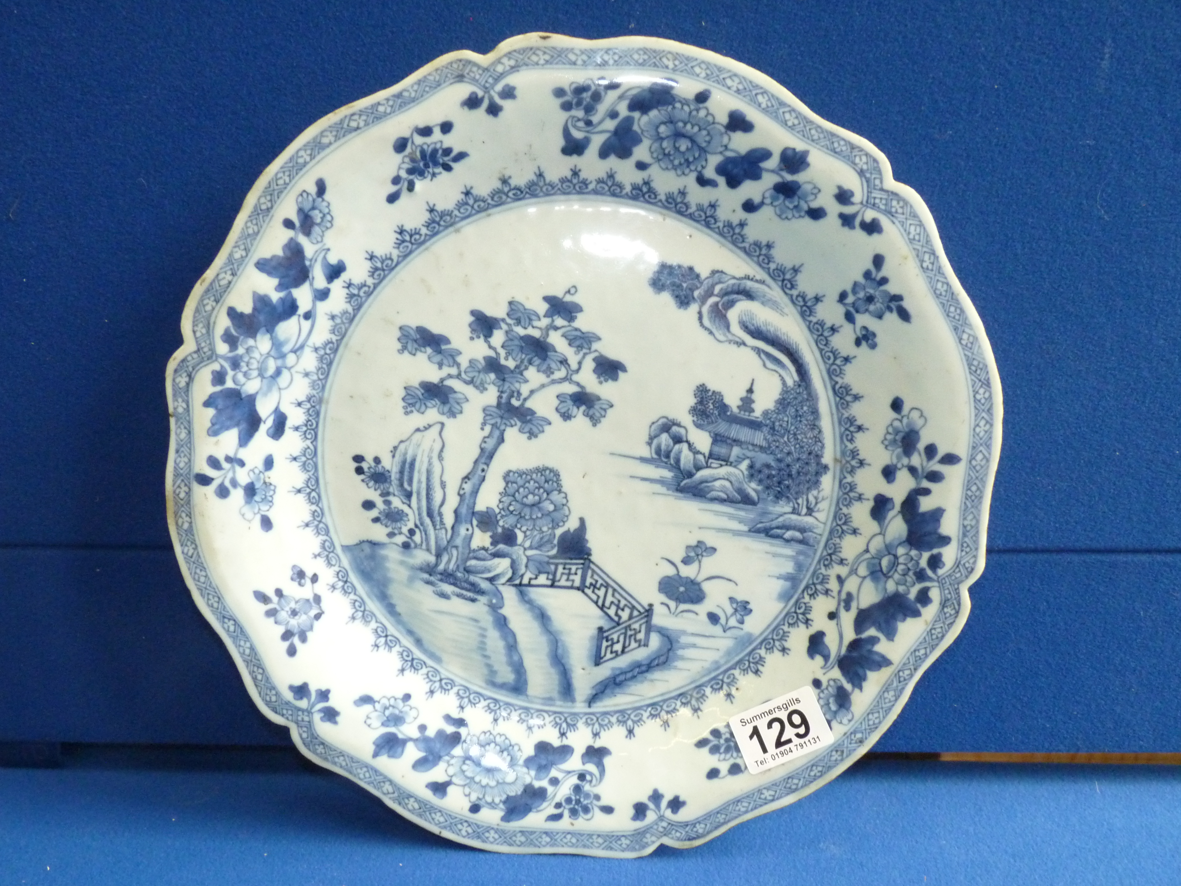 An early Blue and white Chinese charger 35cm