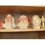 Royal Doulton Merlin, Santa Claus & Queen Victoria jugs