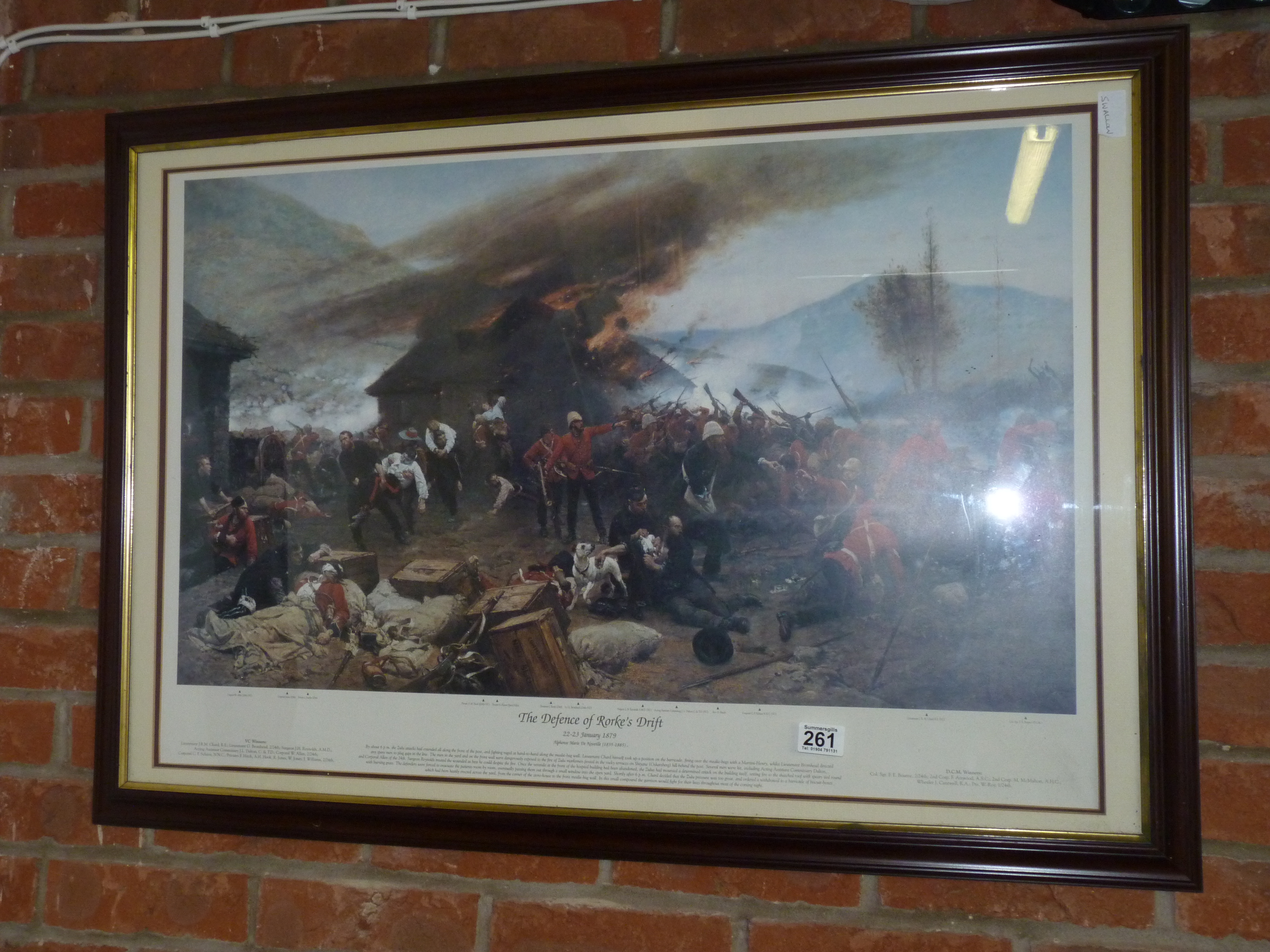 Framed Rorke's Drift battle print 70x100cm incl frame