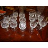 14 x cut glass glasses