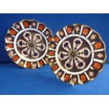 Pair of fluted Royal Crown Derby Imari 1128 plates
