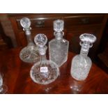 4 x cut glass decanters