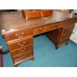 Repro. Mahogany pedestal desk