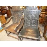 2 x carved armchairs