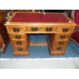 Antique oak pedestal desk