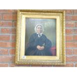 Oil on board of a Victorian Lady 59x52cm incl frame