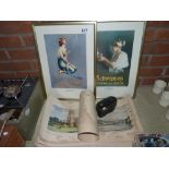 Pair of Schweppes prints, theatre glasses & rural prints