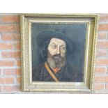 Oil on canvas of a bearded man 64x68cm incl frame