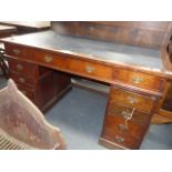 Antique oak pedestal desk