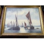 J Rigg oil on board of yachting scene 52x42cm