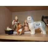 Set of Four Goebel figures and a Sylvac Dulux dog