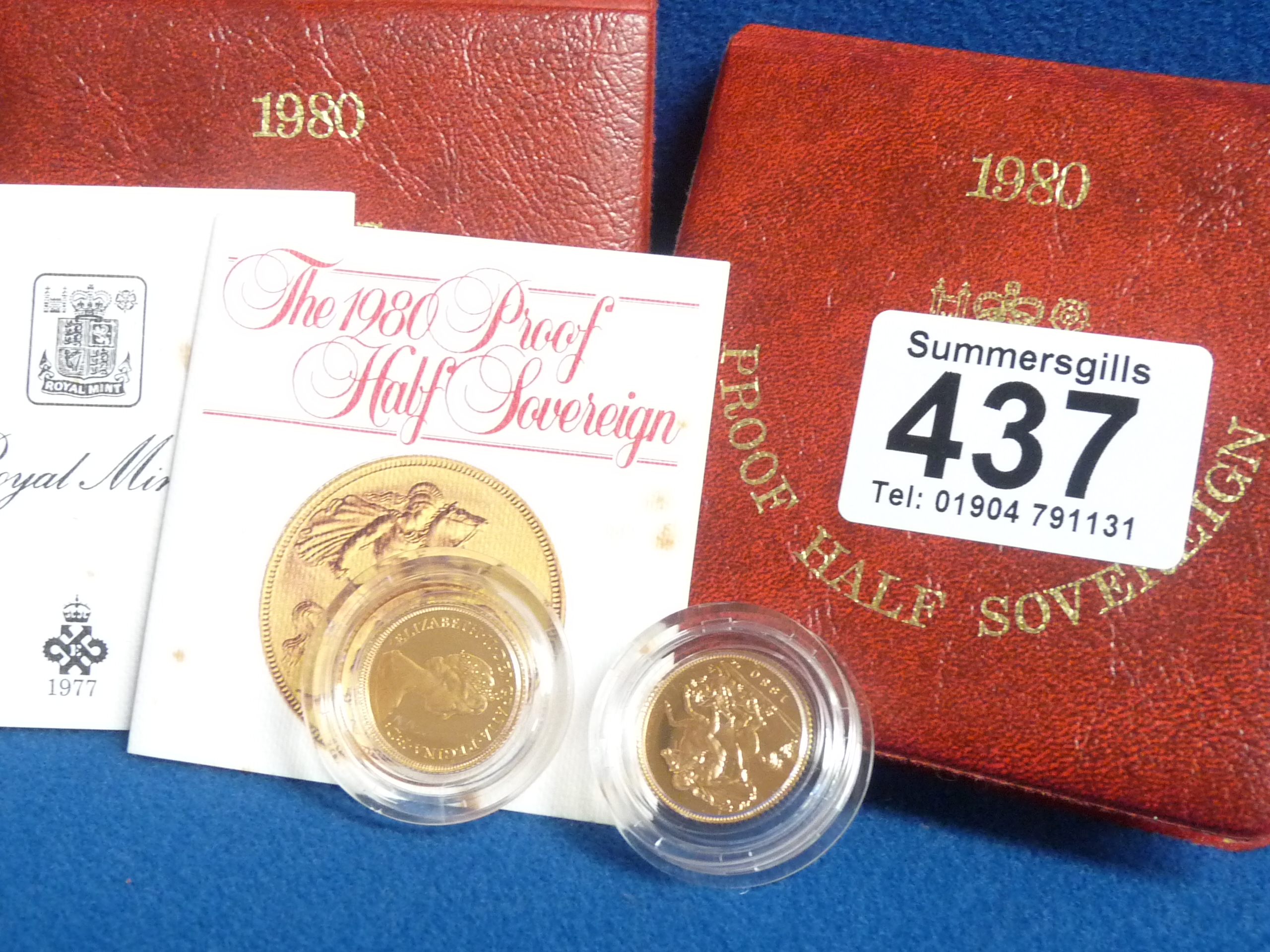 2 x 1980 proof Half Sovereigns