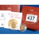 2 x 1980 proof Half Sovereigns