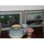 Pair of Oriental needlepoint pictures