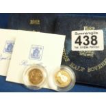 2 x 1982 proof Half Sovereigns